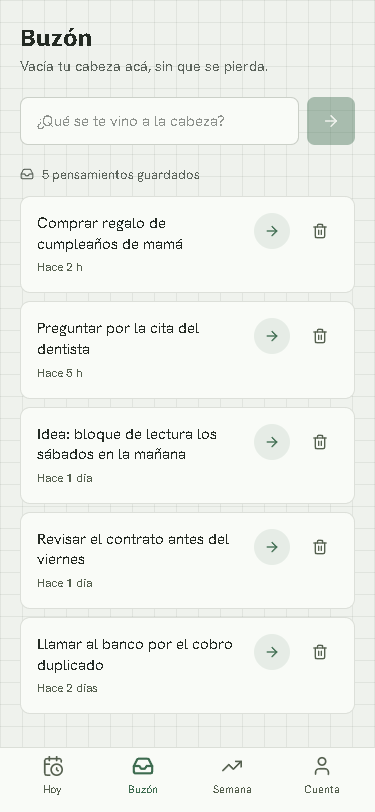 Buzón de pensamientos de FocusTrack